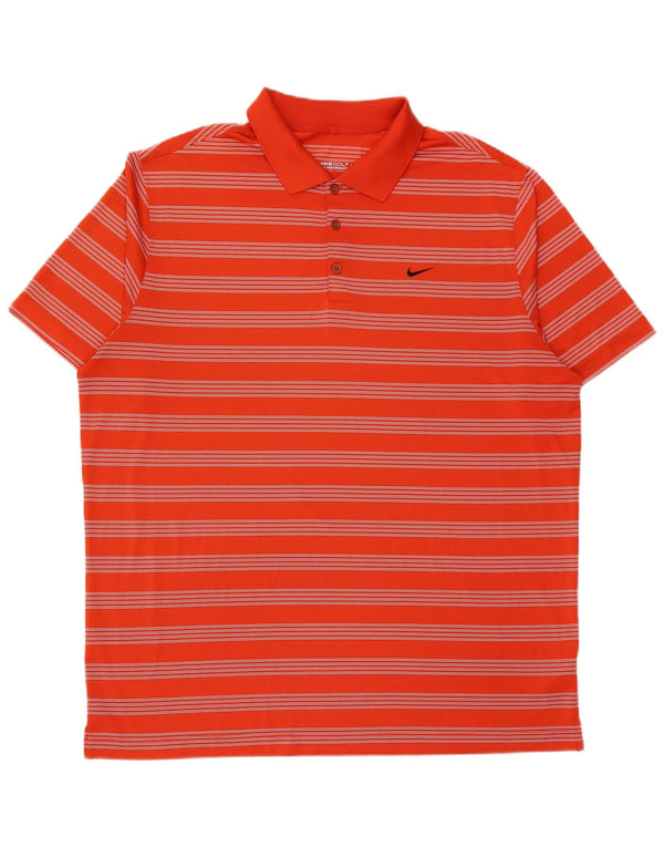 Camisa polo masculina Nike Dri Fit 2XL poliéster listrado laranja