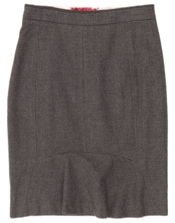 Saia lápis feminina Ted Baker tamanho 1 XS W26 lã virgem cinza