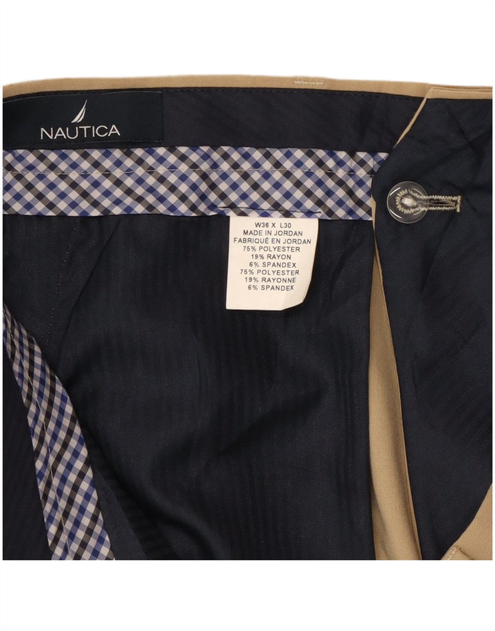 Calça masculina de terno reto Nautica W36 L30 poliéster bege