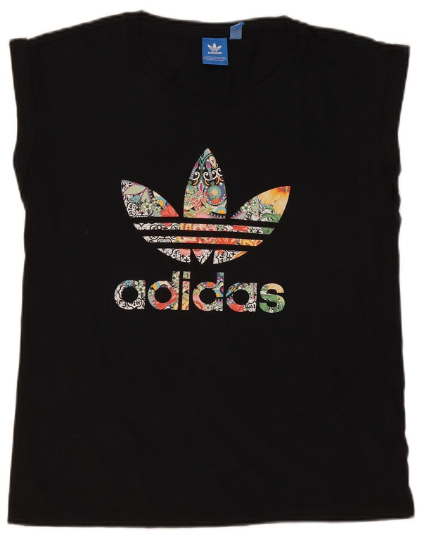 Camiseta feminina Adidas sem mangas com estampa gráfica Top UK 12 Médio Preto