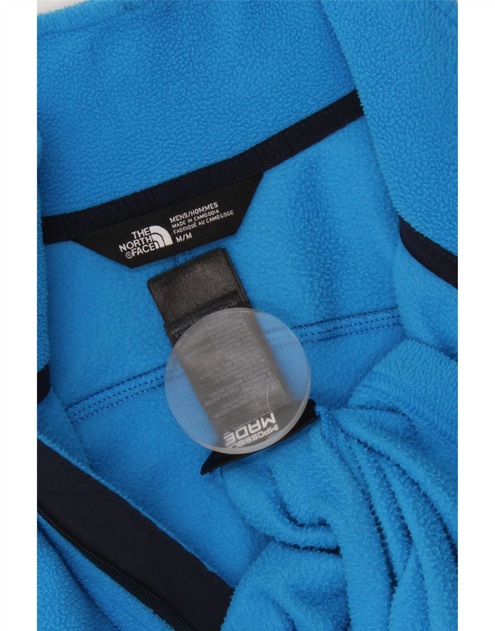 THE NORTH FACE Suéter masculino de lã com gola com zíper e bloco colorido azul médio