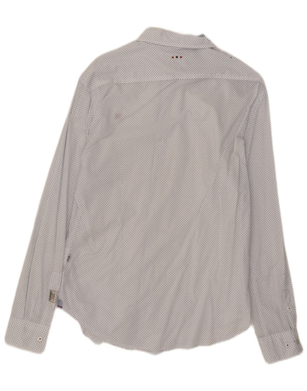Camisa masculina Slim Fit Napapijri média branca manchada