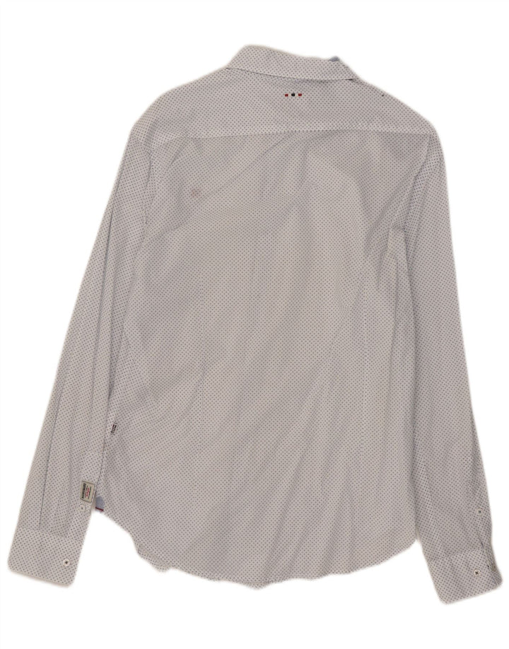 Camisa masculina Slim Fit Napapijri média branca manchada