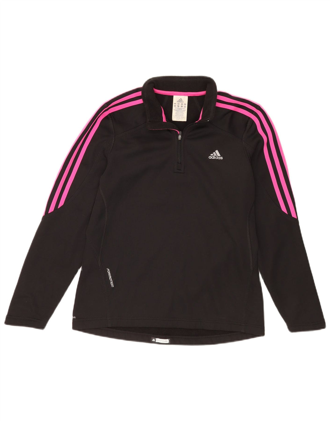Adidas Womens Zip Neck Pullover Treino Top Reino Unido 14 Médio Preto Poliéster