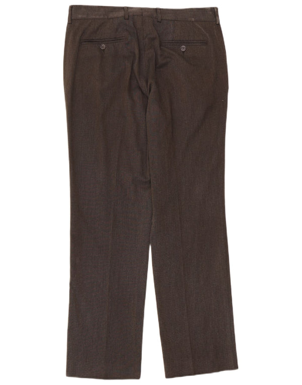 Calça masculina Zara Straight Suit EU 44 Grande W34 L33 Marrom Poliéster
