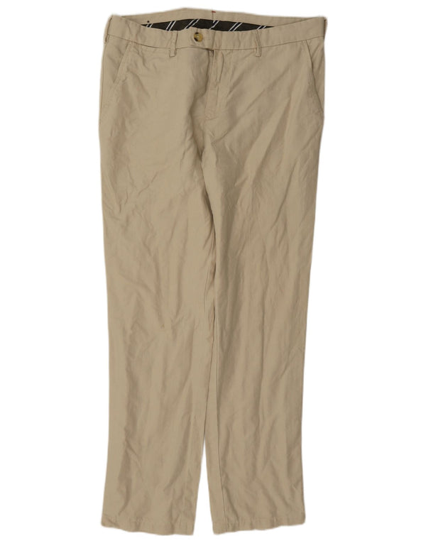 Tommy Hilfiger Calça Chino Masculina Reta W33 L30 Linho Bege