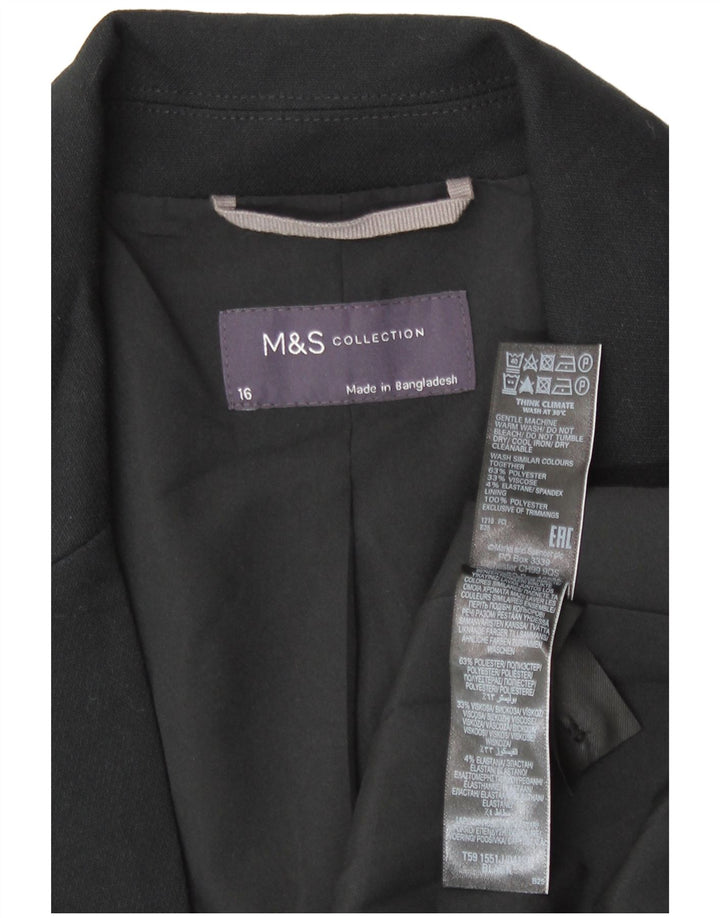 Jaqueta blazer feminina Marks & Spencer com 1 botão Reino Unido 16 grande poliéster preto