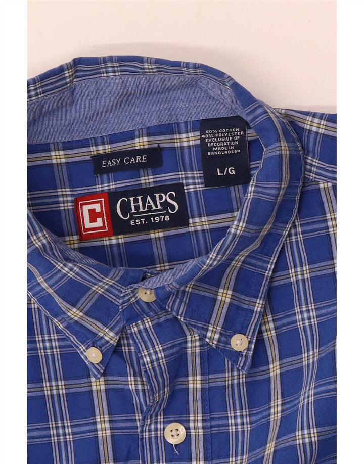 Camisa masculina Chaps Easy Care grande algodão xadrez azul