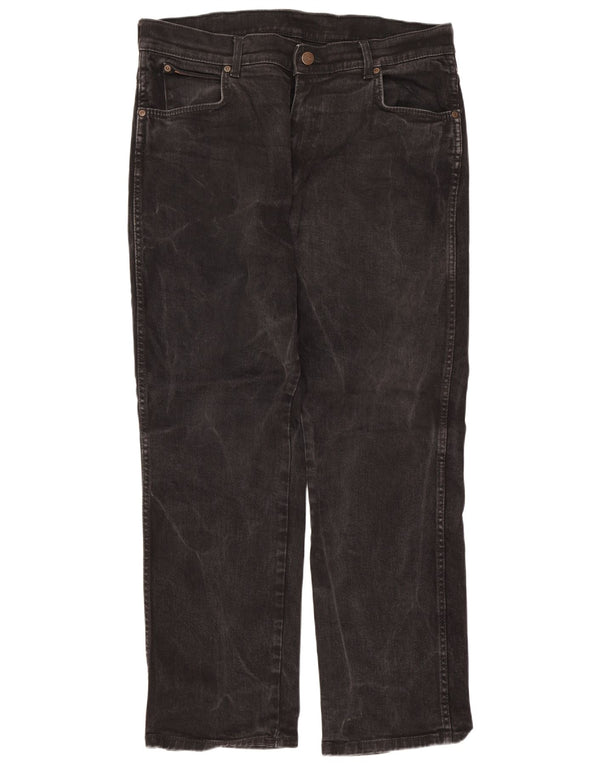 Wrangler Masculino Texas Stretch Straight Jeans W36 L30 Algodão Preto