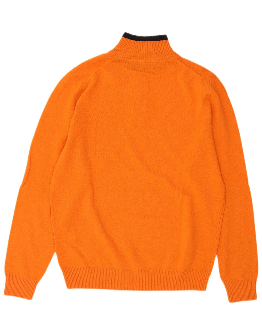 Suéter masculino Sergio Tacchini com zíper e gola grande de lã laranja