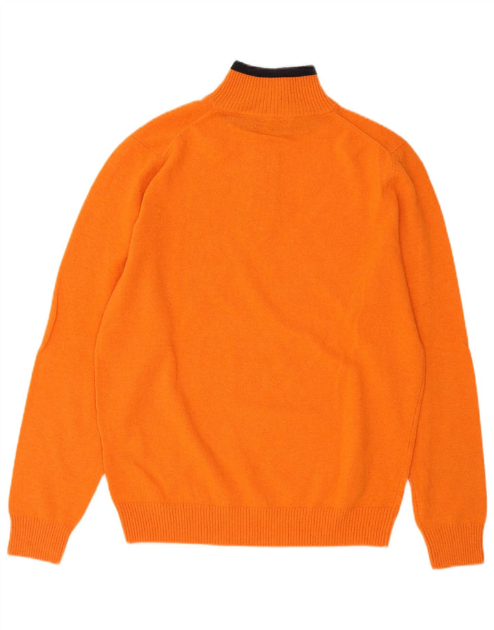 Suéter masculino Sergio Tacchini com zíper e gola grande de lã laranja