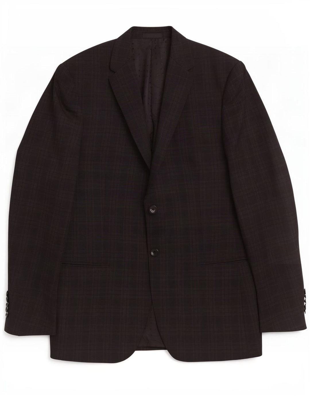Jaqueta blazer masculina Pal Zileri com 2 botões IT 50 lã virgem xadrez preta grande