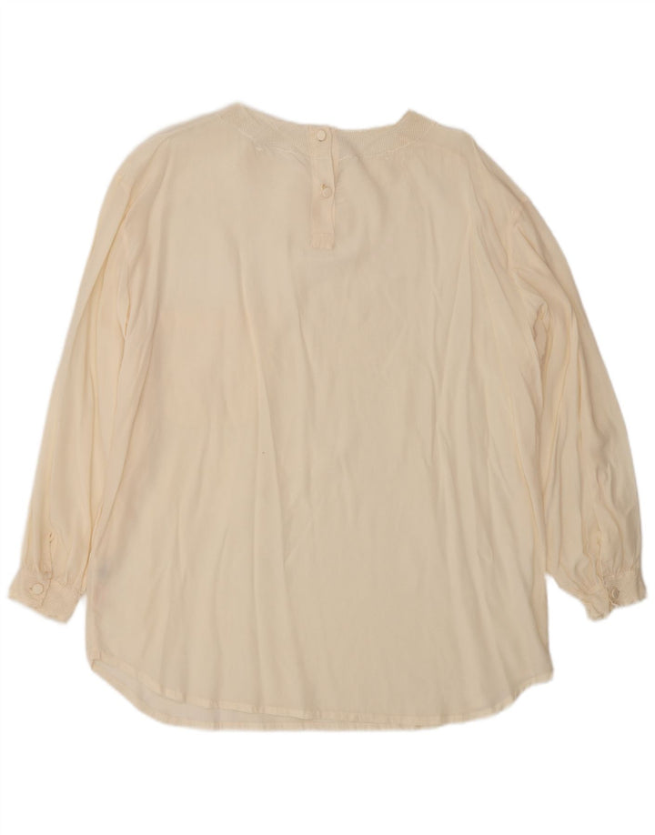 Blusa oversized feminina vintage UK 14 médio off white seda