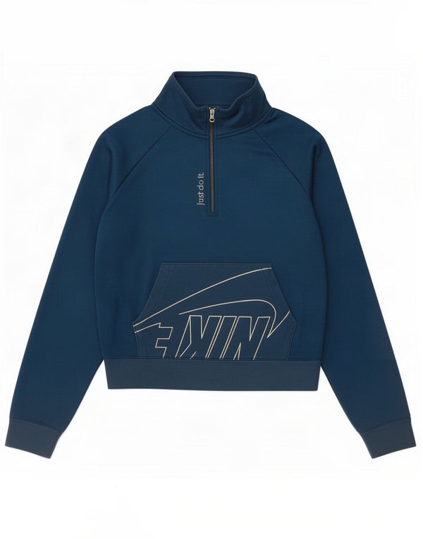 Suéter Nike feminino oversized gráfico com zíper e gola UK 6 XS azul marinho