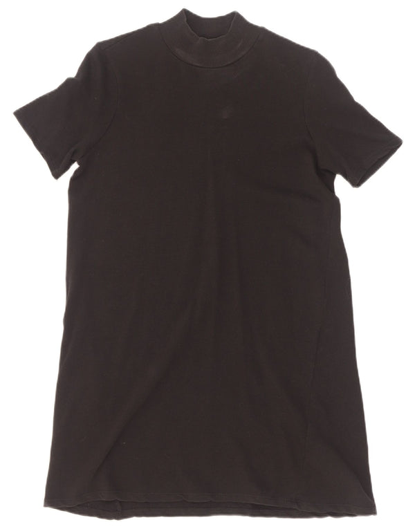 Zara Womens Trafaluc T-Shirt Dress Reino Unido 10 Pequeno Algodão Preto