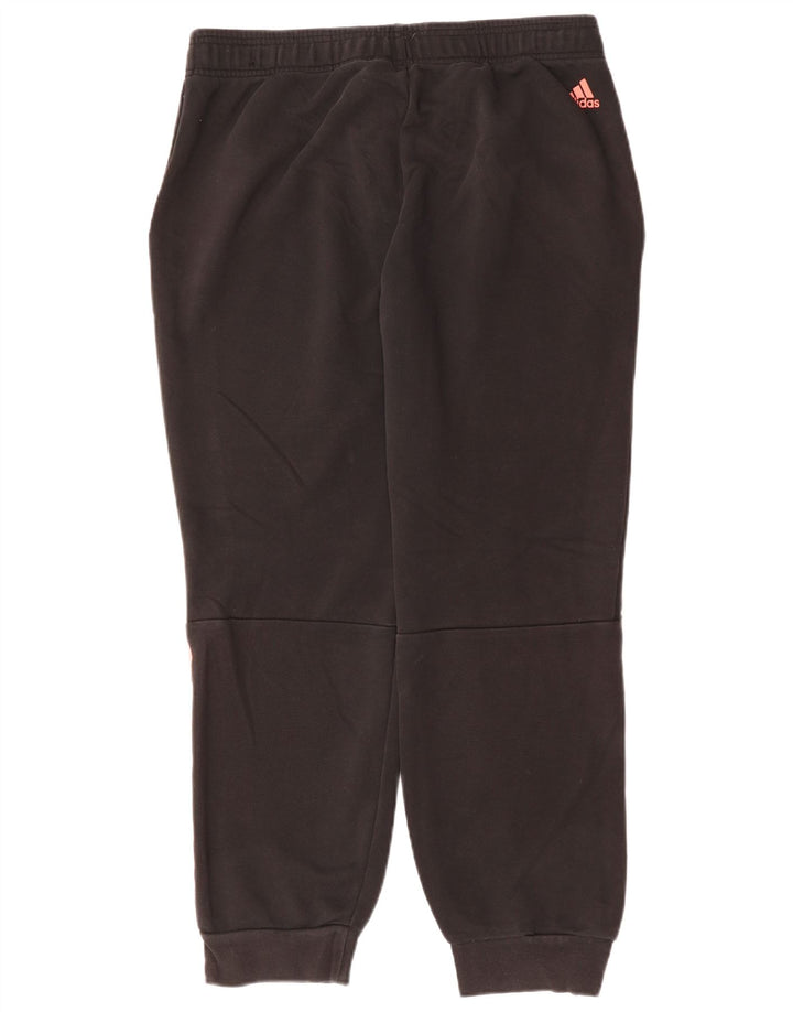 ADIDAS Womens Graphic Tracksuit Calças Joggers UK 20/22 XL Algodão Preto