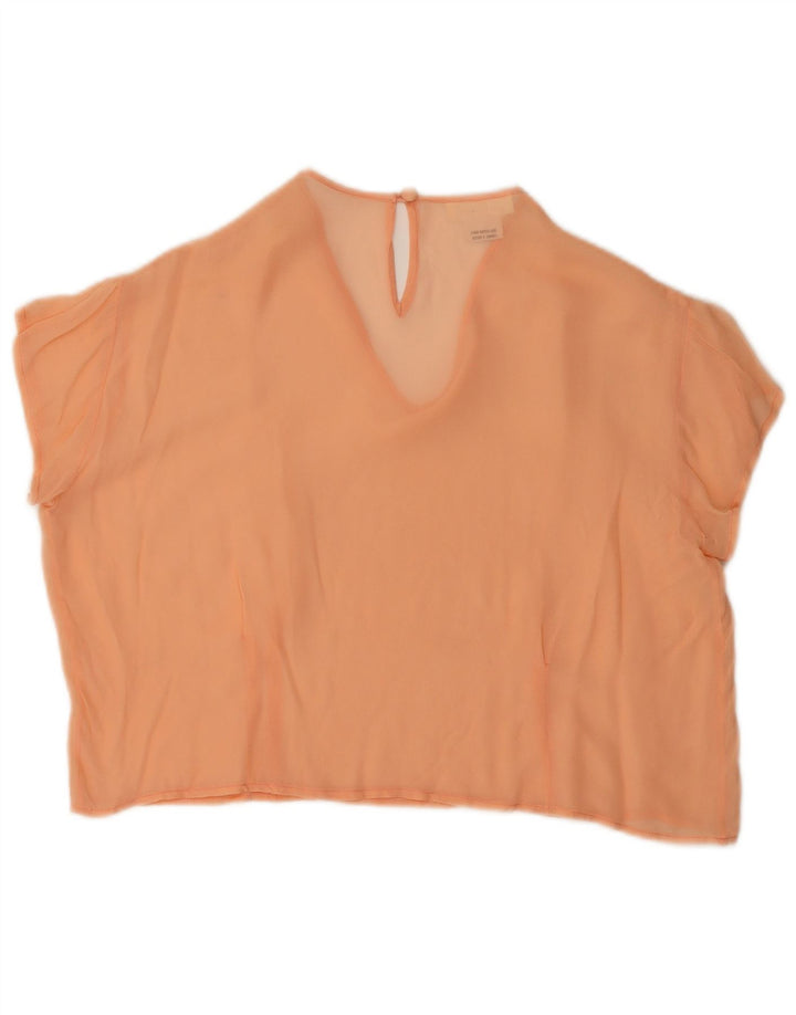 Blusa feminina vintage top IT 44 seda laranja média