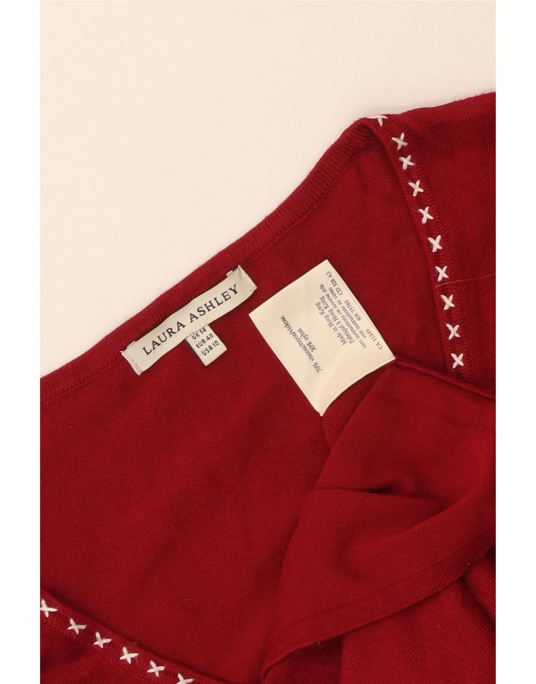Suéter cardigã feminino LAURA ASHLEY UK 14 viscose vermelha média