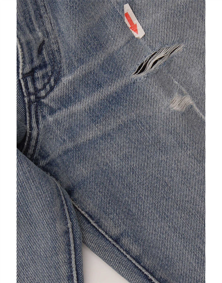 Calça jeans reta feminina Levi's desgastada W28 L32 algodão azul