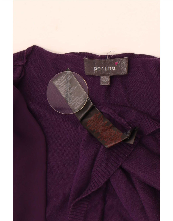 Suéter cardigã aberto feminino Marks & Spencer Reino Unido 14 algodão roxo médio