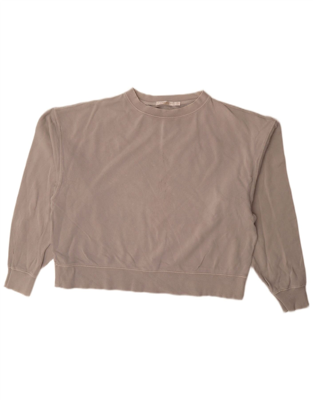 Zara Womens Oversized Sweatshirt Jumper Reino Unido 16 Grande Algodão Cinza