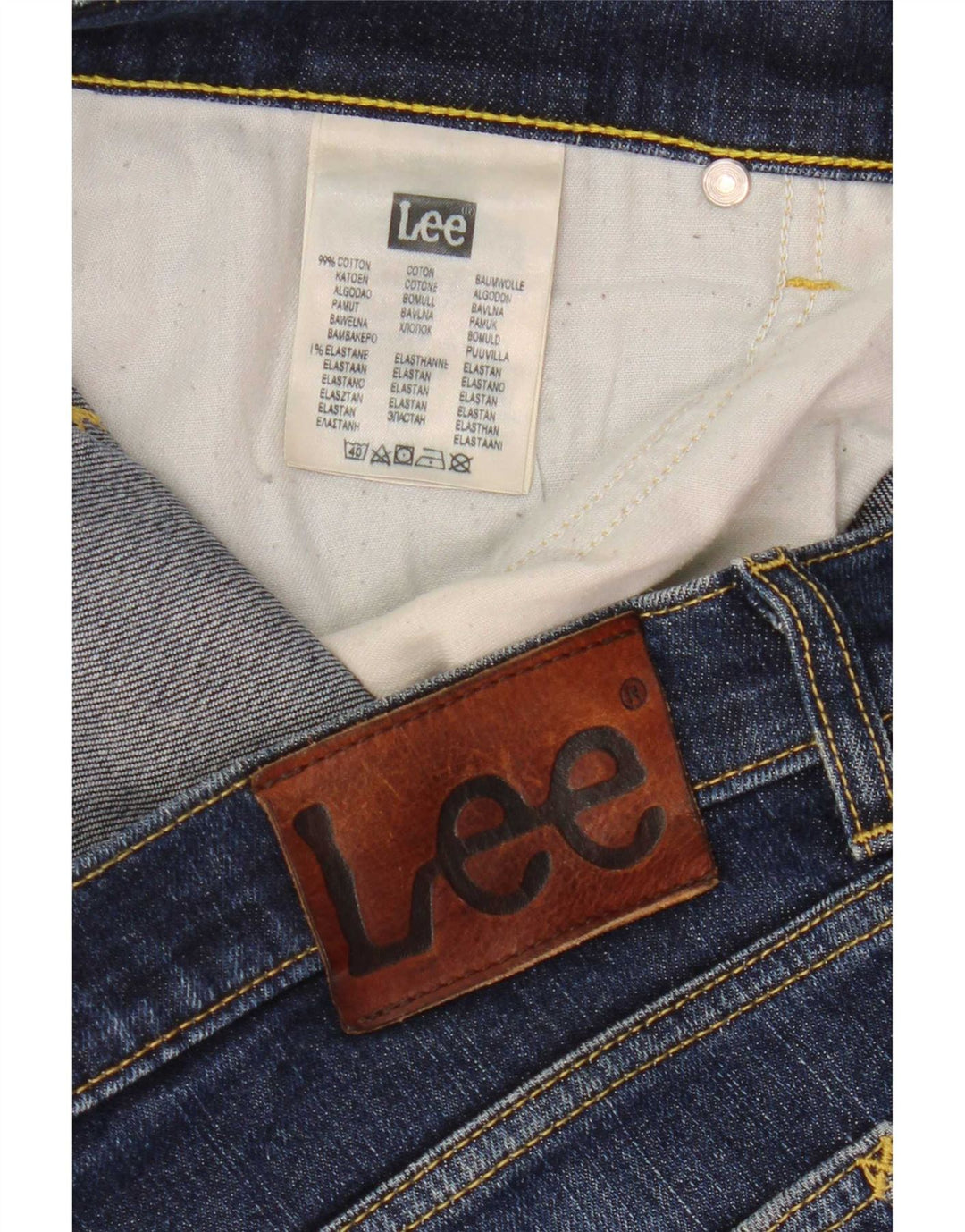 Lee Mens Luke Slim Jeans W34 L30 Azul Marinho Algodão