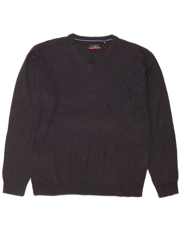Suéter masculino Pierre Cardin com decote em V XL azul marinho acrílico