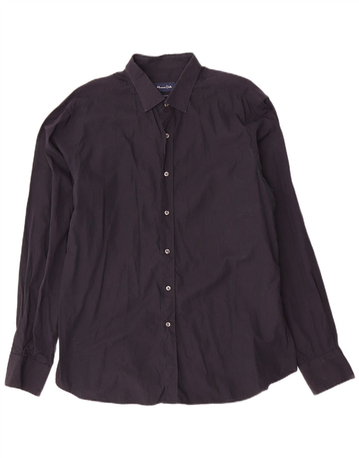 Camisa masculina Slim Fit MASSIMO DUTTI XL azul marinho algodão