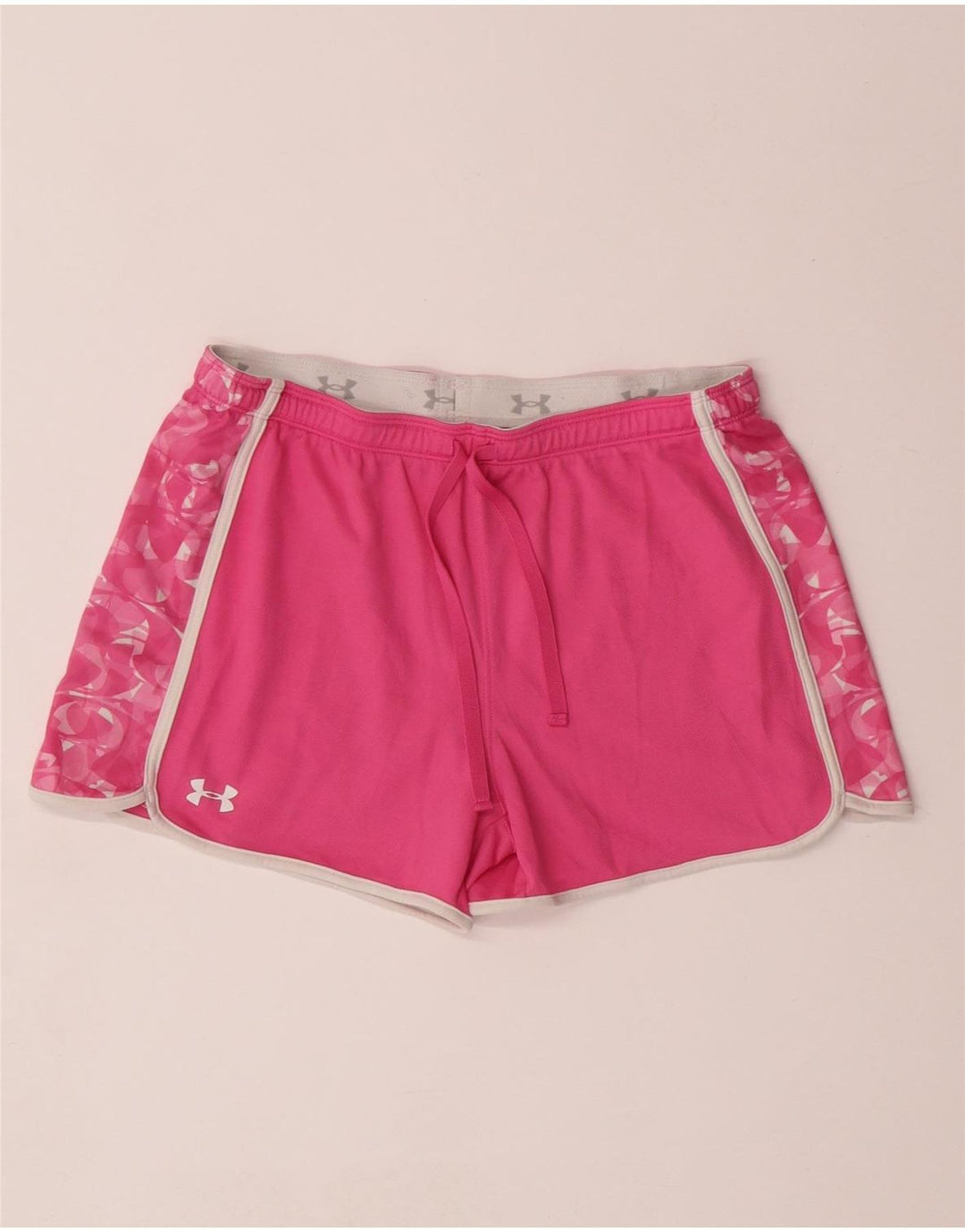 UNDER ARMOUR Calções esportivos femininos Heat Gear UK 14 médio rosa geométrico