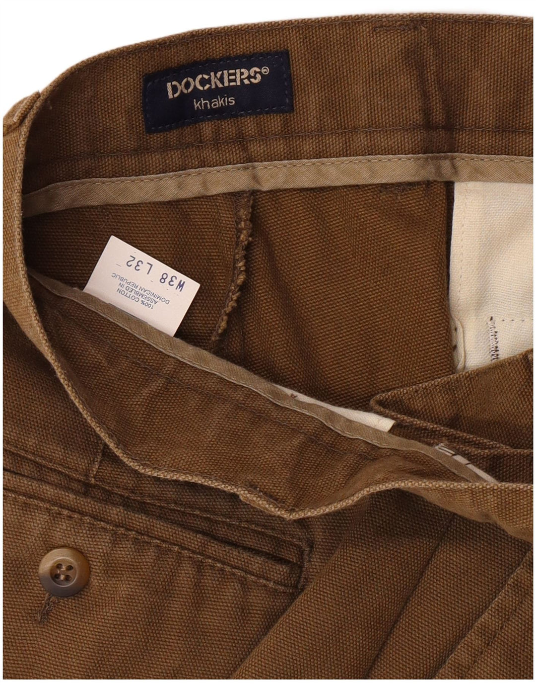 Calça Chino Masculina Dockers Cáqui Pegged W38 L32 Algodão Bege Clássico
