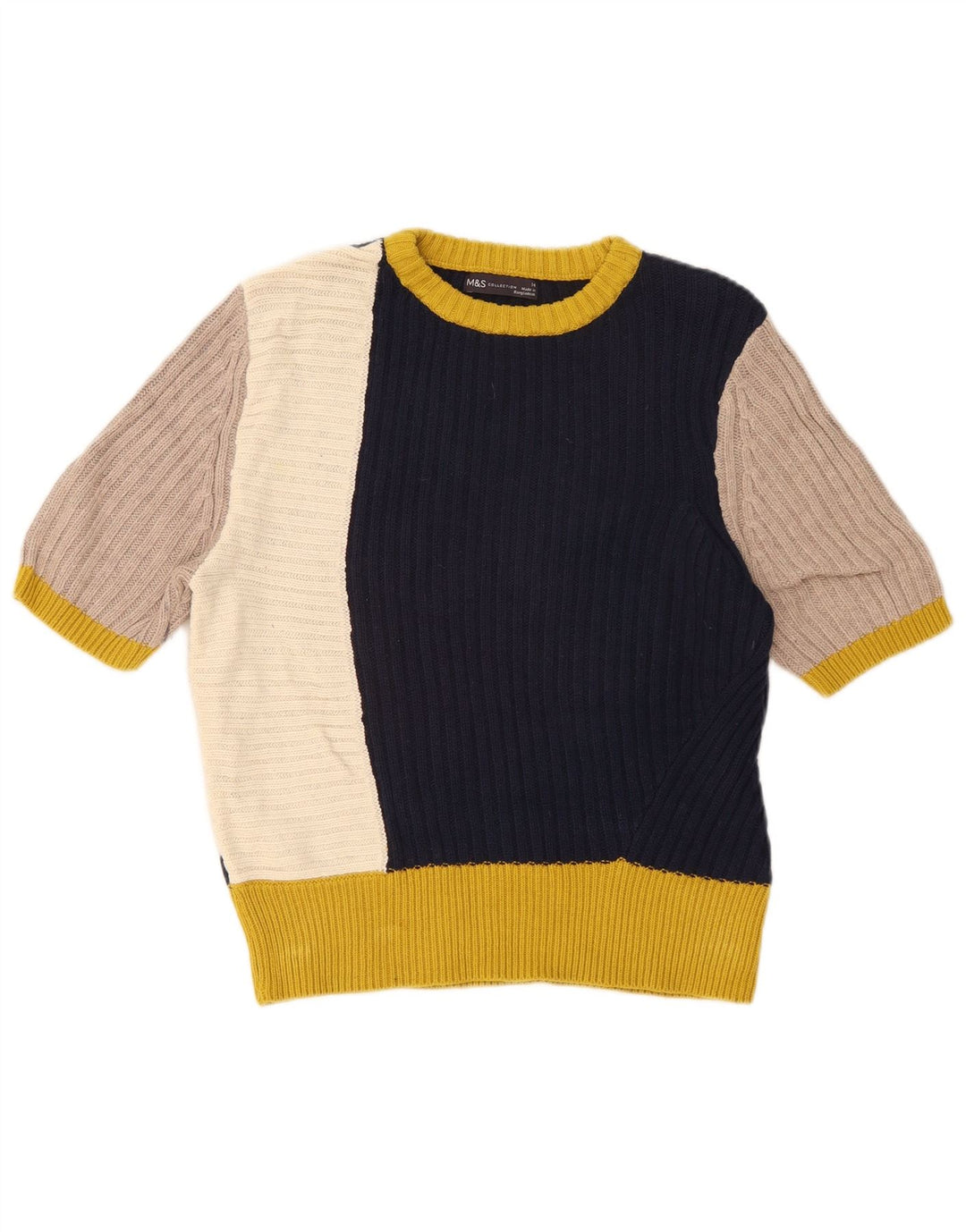 Suéter feminino Marks & Spencer com gola redonda Reino Unido 14 médio multicolorido
