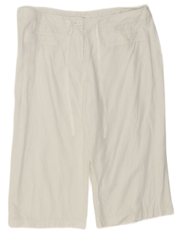 Bermuda feminina Marks & Spencer UK 18 XL W38 linho branco