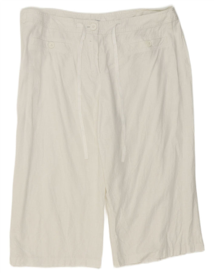 Bermuda feminina Marks & Spencer UK 18 XL W38 linho branco