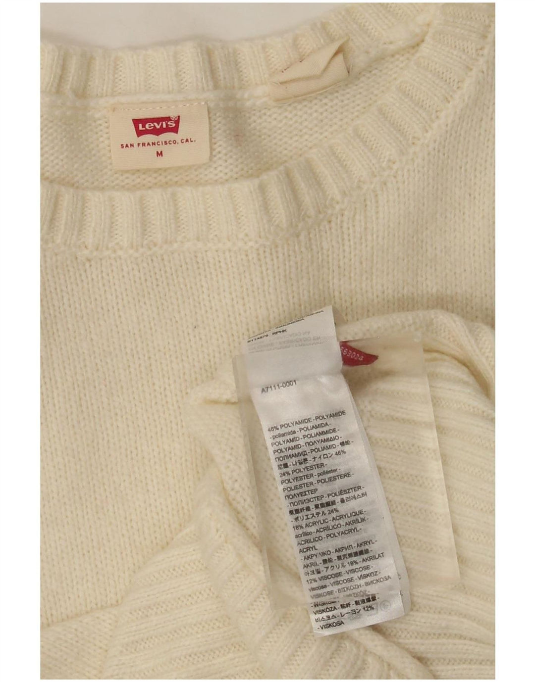 Suéter feminino Levi's com gola canoa UK 12 médio off white poliamida