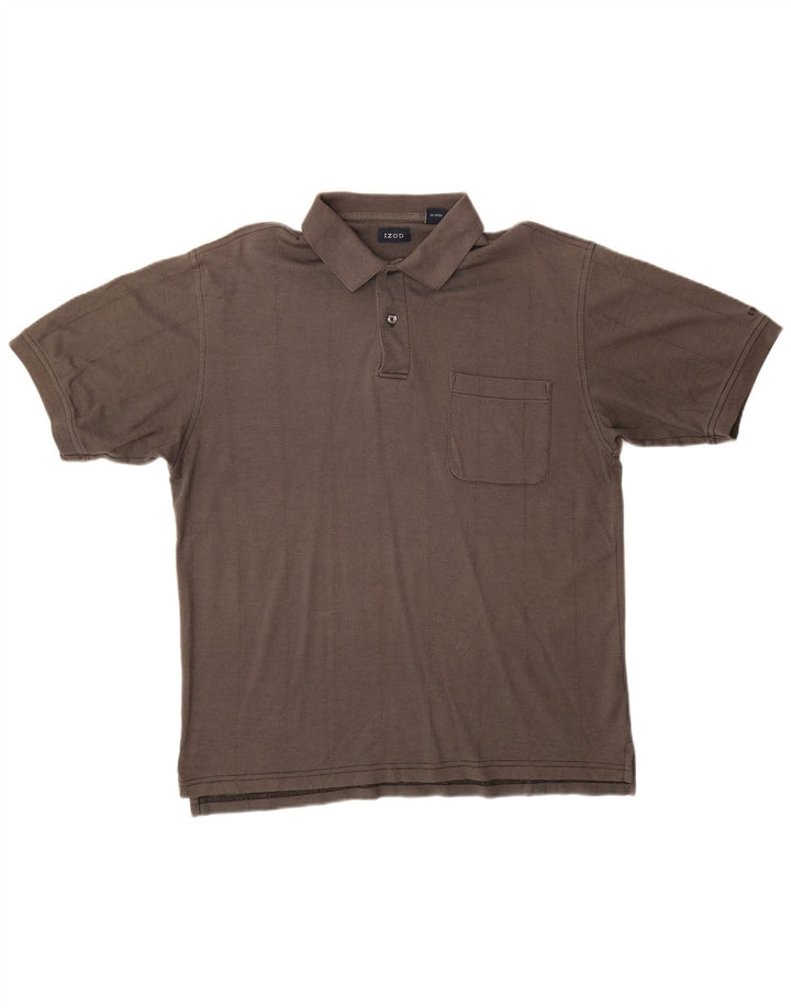 Camisa polo masculina Izod algodão cinza médio