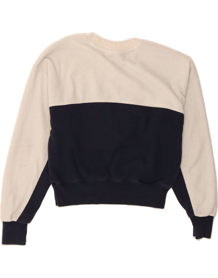 CHAMPION Womens Oversized Crop Fleece Jumper UK 6 XS White Colourblock Vintage Champion and Second-Hand Champion from Messina Hembry 