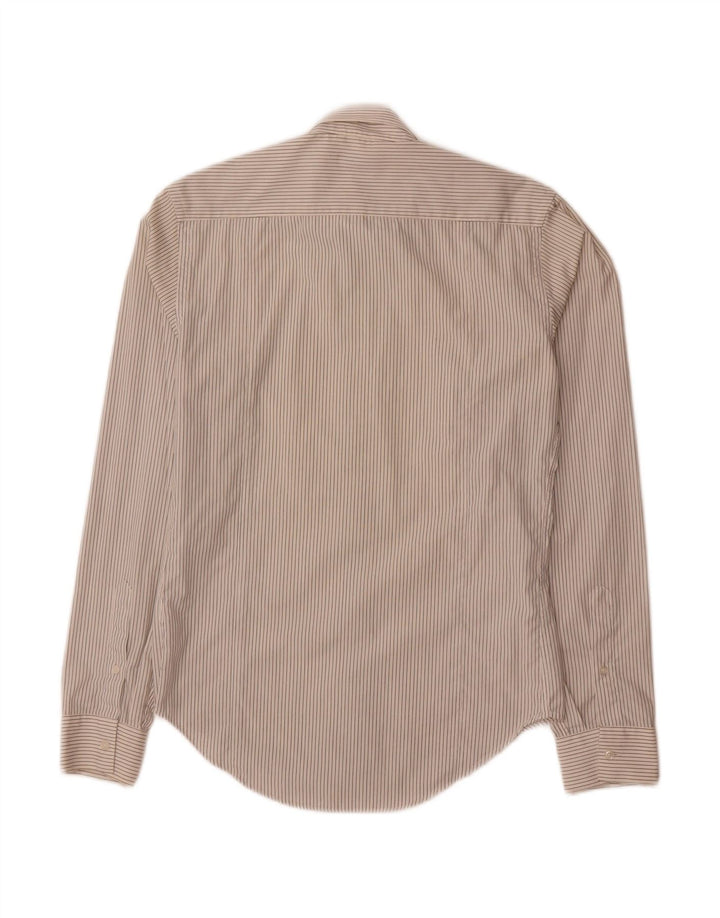 Camisa básica masculina ZARA pequena listrada bege