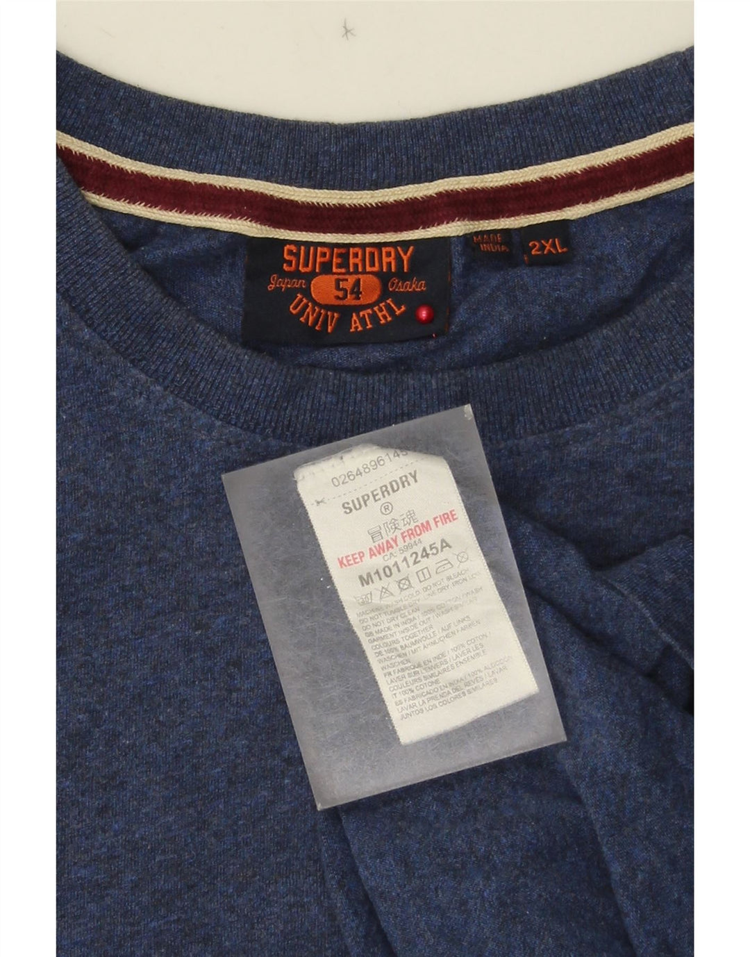 Camiseta masculina Superdry Top 2XL algodão manchado azul