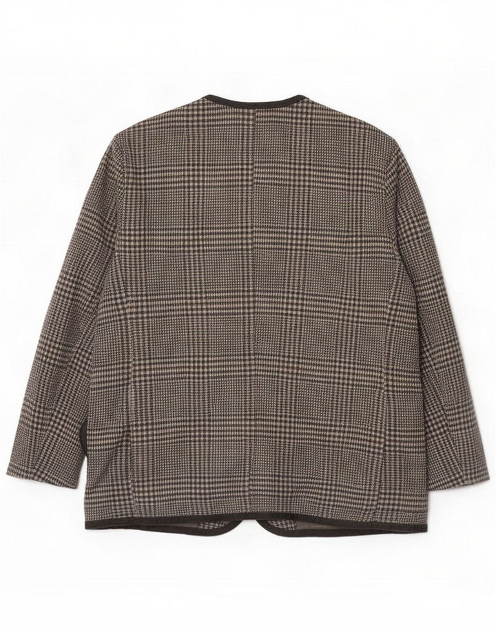 Jaqueta blazer feminina vintage grande de 4 botões IT 43 xadrez cinza médio