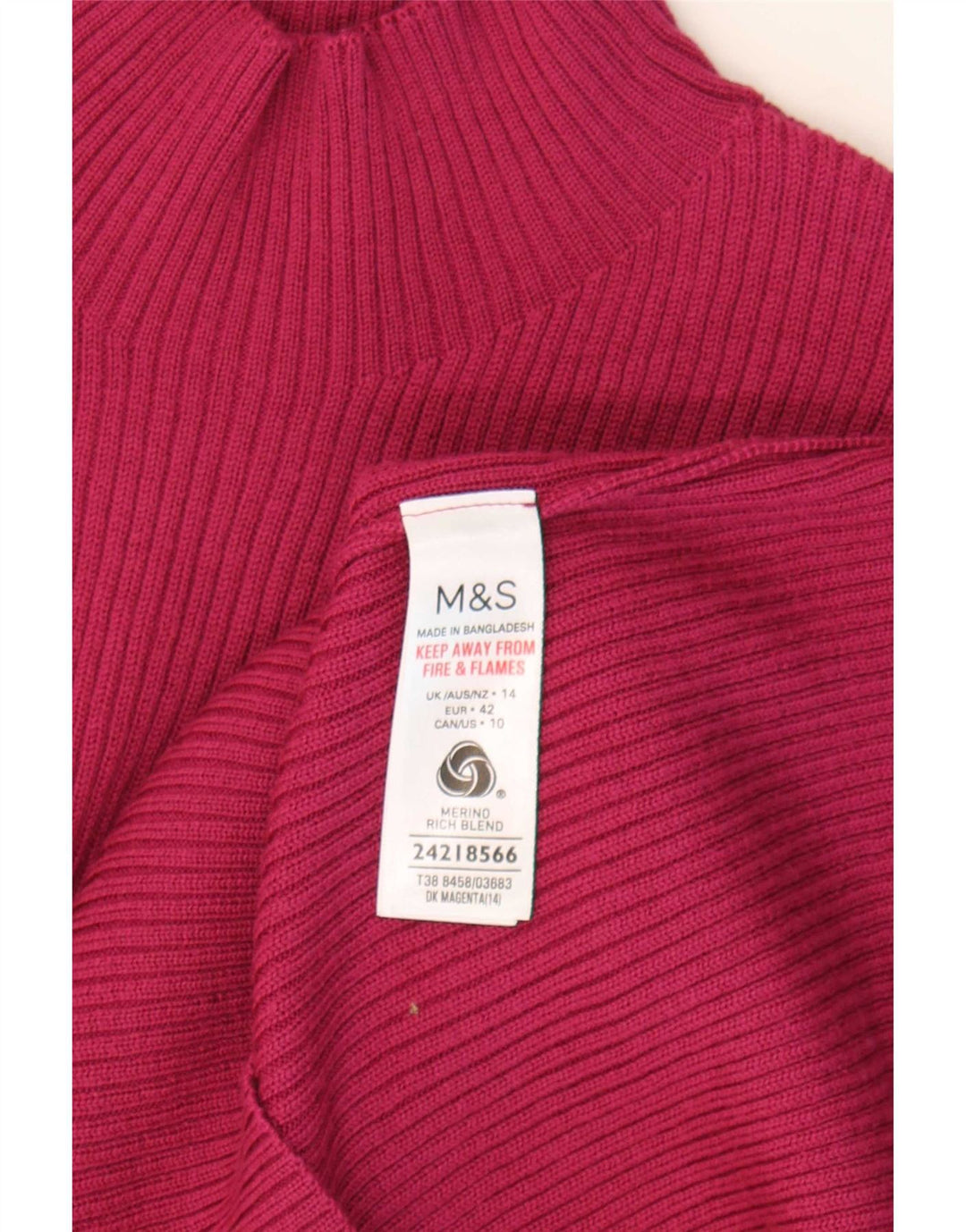 Suéter feminino Marks & Spencer com gola tartaruga Reino Unido 14 grande roxo