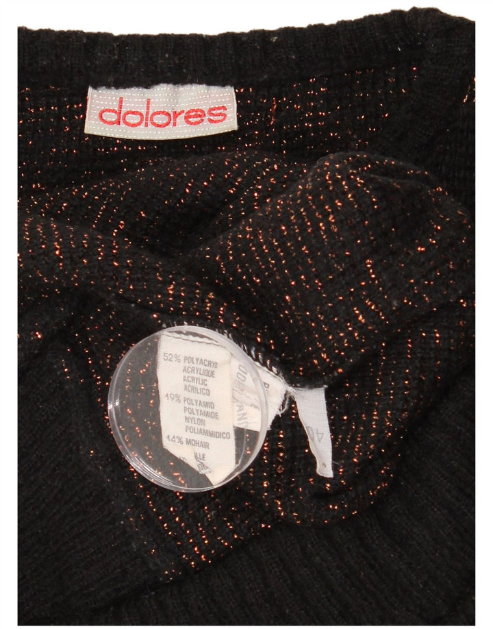 Suéter feminino Dolores com estampa abstrata e gola canoa UE 40 médio preto