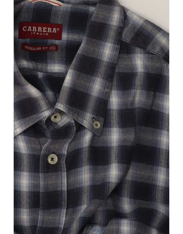 Camisa masculina de flanela CARRERA Regular Fit 2XL azul marinho xadrez