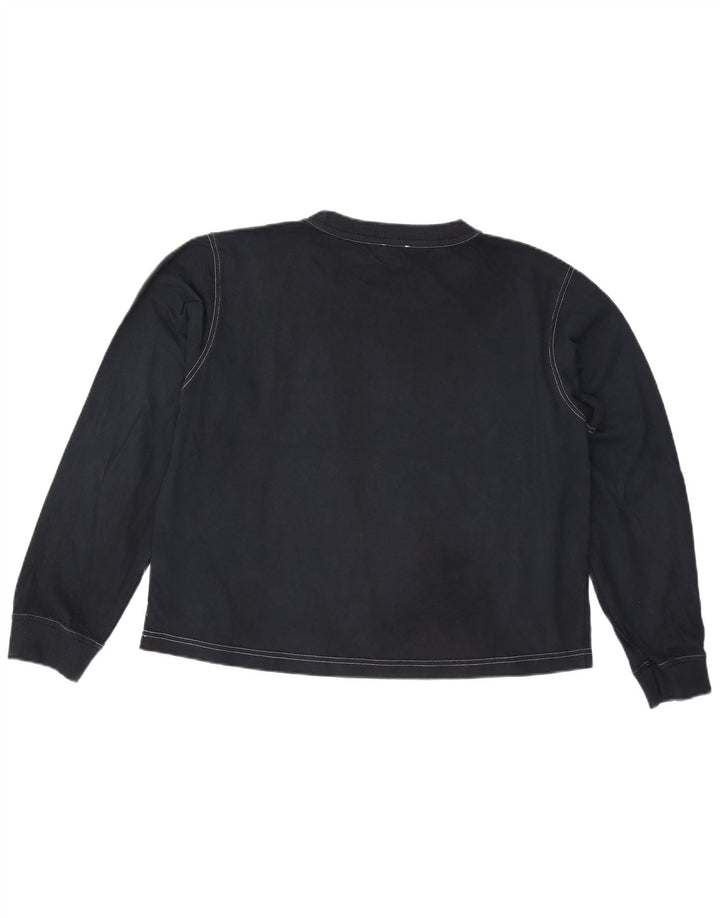 Cos Mens Top Manga Longa Médio Algodão Azul Marinho