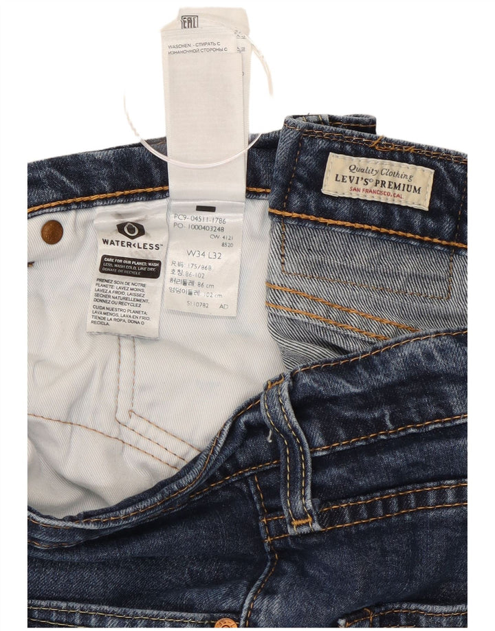 Levi's Masculino 511 Slim Jeans W34 L32 Azul Marinho Algodão