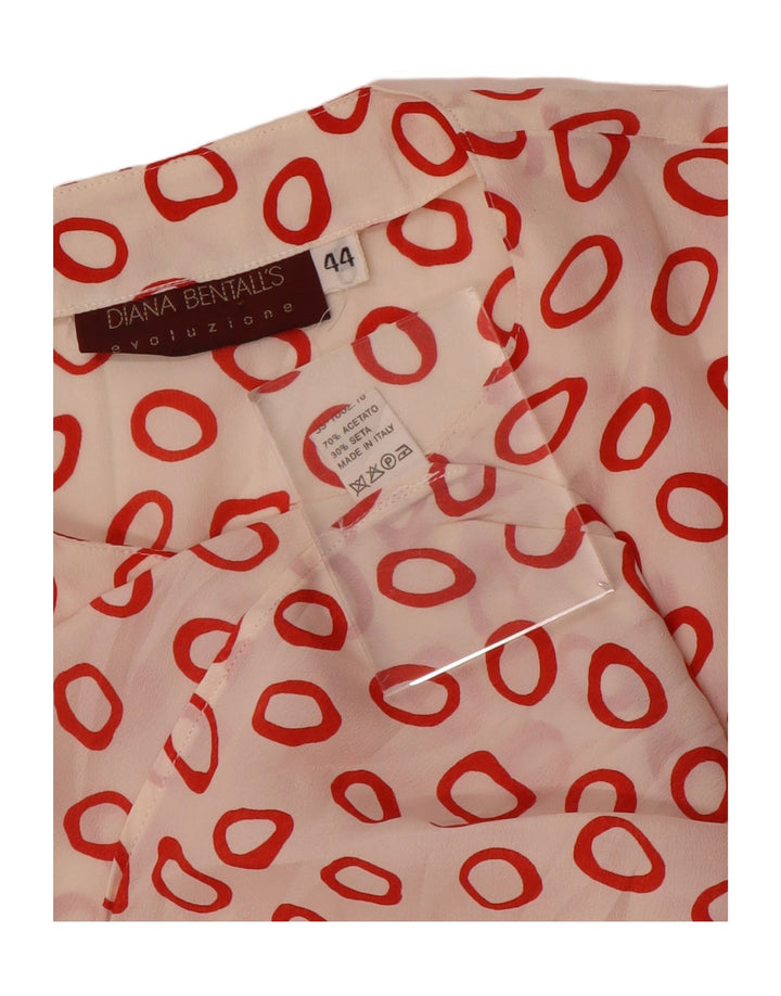 Blusa feminina de Diana Bentall IT 44 acetato geométrico vermelho médio