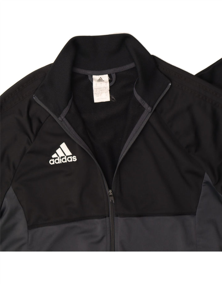 ADIDAS Mens Tracksuit Top Jacket Médio Preto Colourblock Poliéster