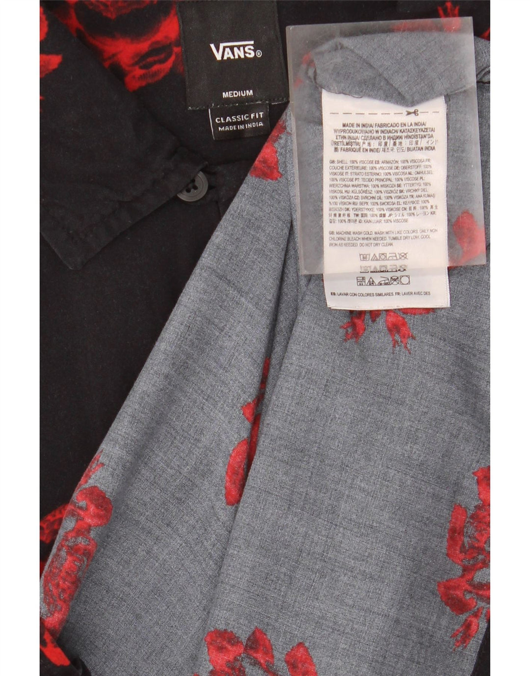 Camisa Vans Masculina Manga Curta Classic Fit Médio Preto Floral Tropical