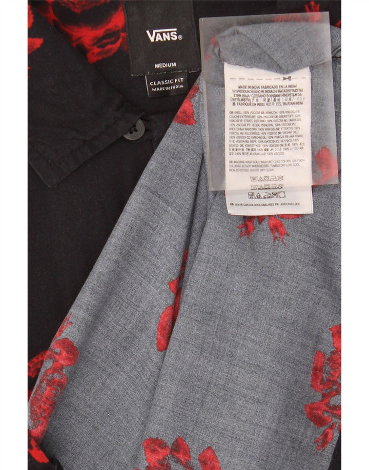 Camisa Vans Masculina Manga Curta Classic Fit Médio Preto Floral Tropical