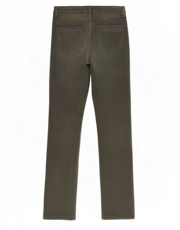 Calça jeans feminina Marks & Spencer Per Una Straight UK 10 pequena W28 L26 verde