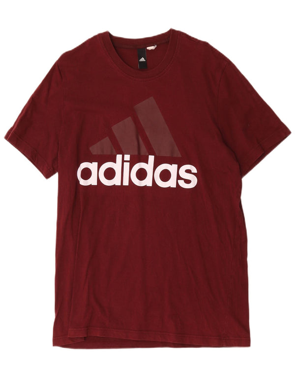 Adidas Mens Graphic T-Shirt Top Médio Algodão Borgonha